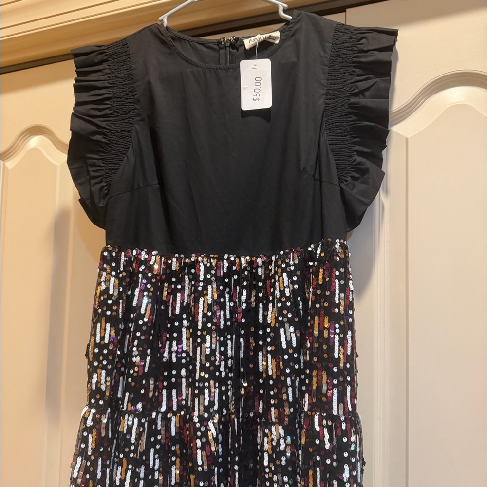 Peach Love California Black and Sequin Dress